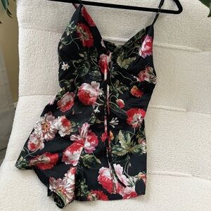 REVOLVE By the way. Size XS Satin Floral Romper
